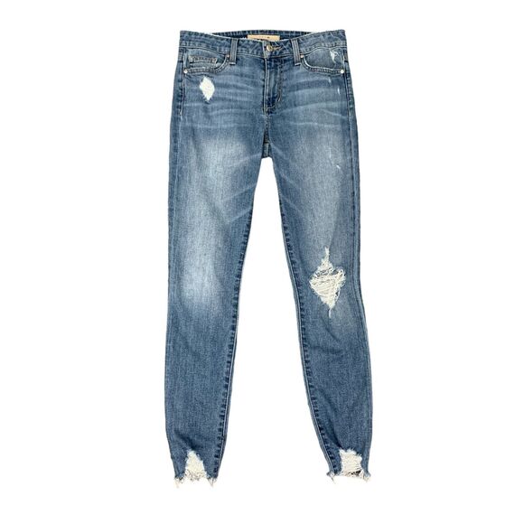 Joes Jean Womens 25 Denim Icon Rhea Distressed Whiskered Skinny Cropped Raw Hem - Picture 1 of 15